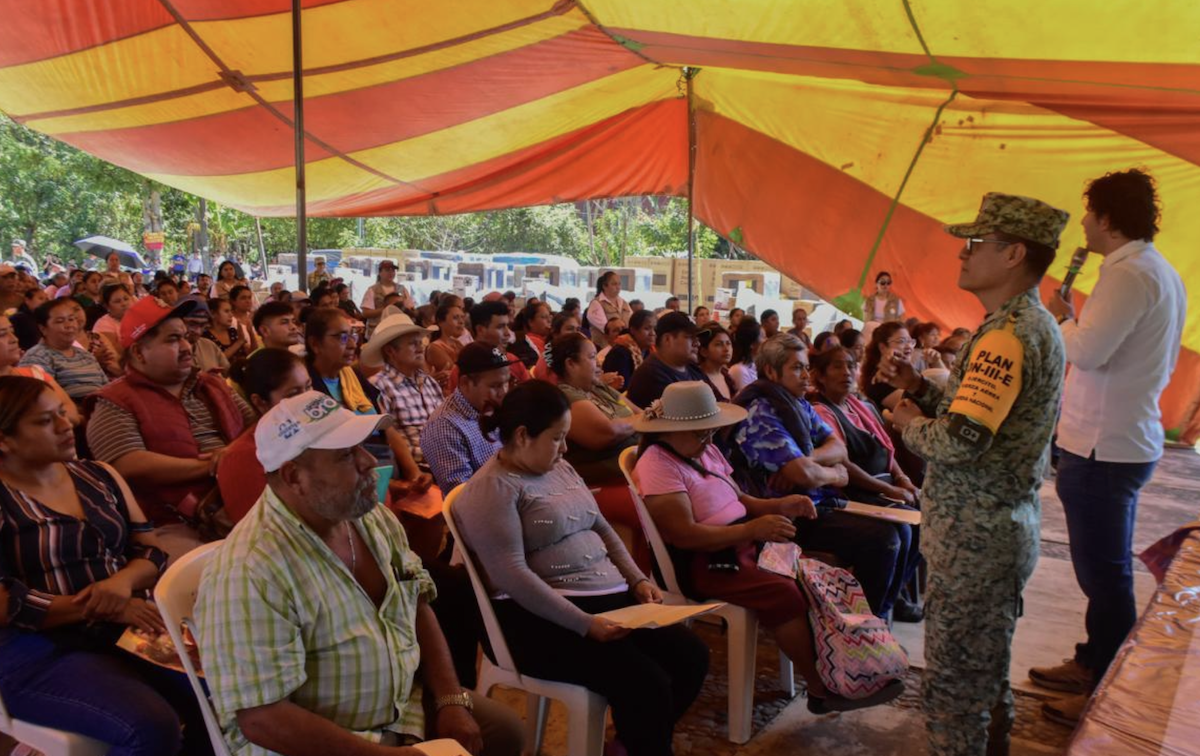 Entrega de apoyos del Gobierno de México en Puebla por tormenta Jerry